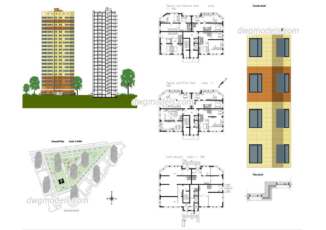 Apartment AutoCAD plans, free CAD drawings download