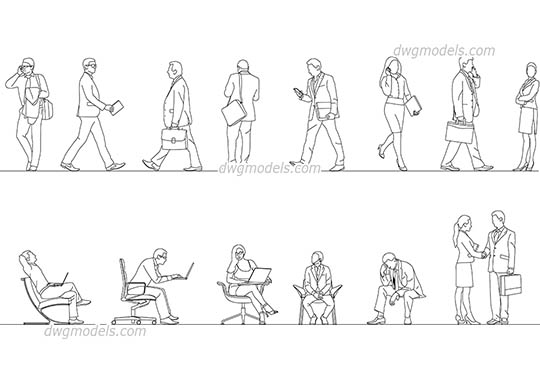 People Business - DWG, CAD Block, drawing