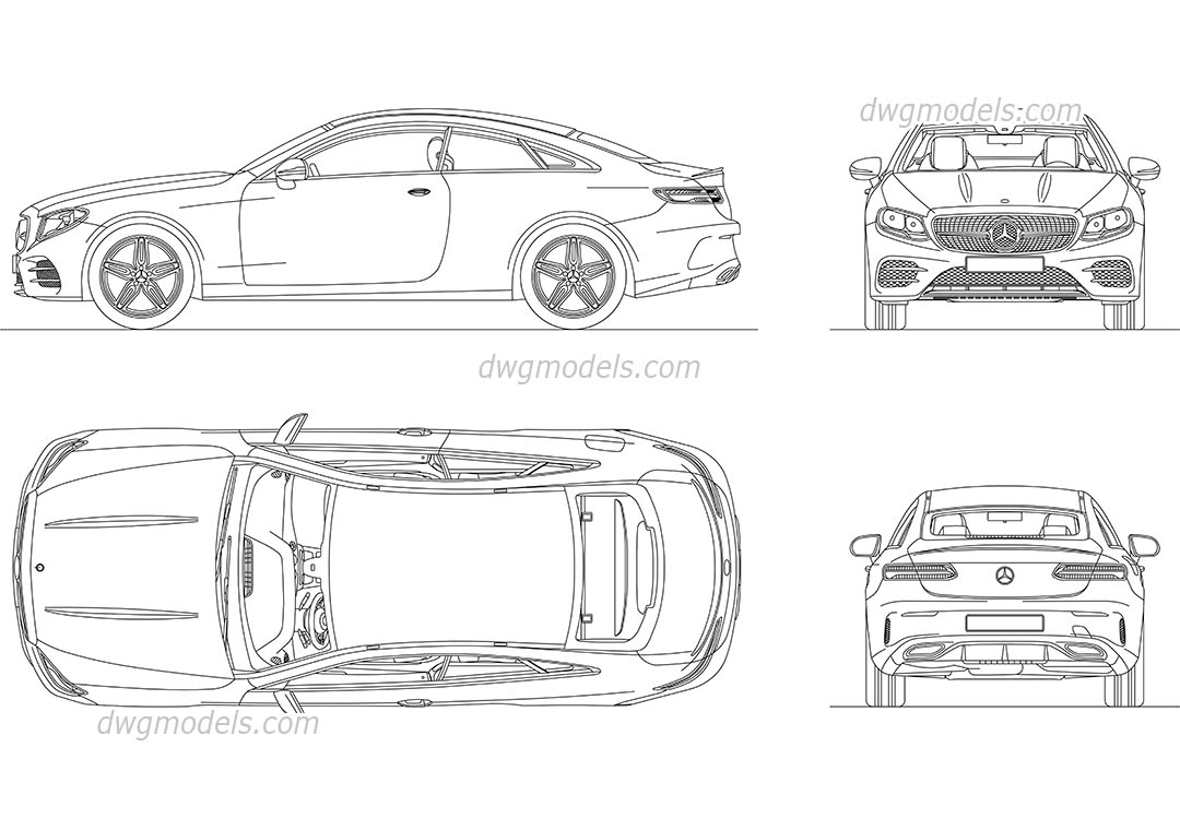 Mercedes-Benz E-Class Coupe dwg, CAD Blocks, free download.