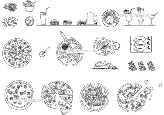 Fast Food - DWG, CAD Block, drawing