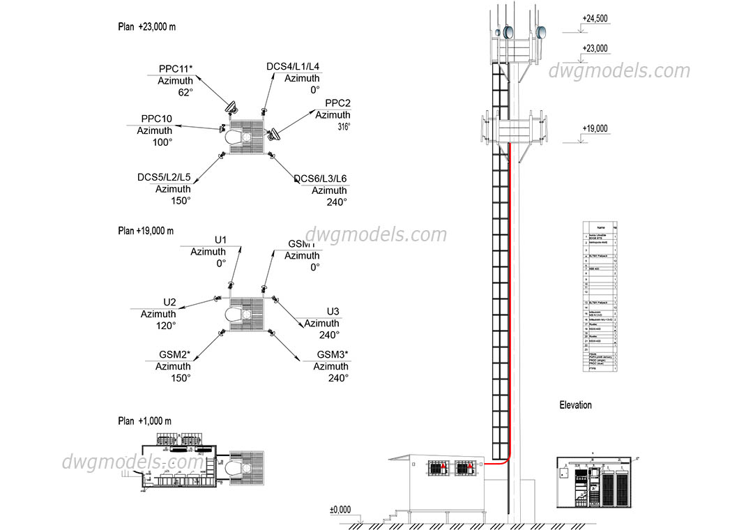 Communication Tower dwg, CAD Blocks, free download.