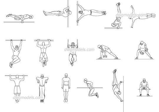 Workout - DWG, CAD Block, drawing