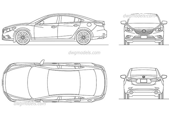 Mazda 6 - DWG, CAD Block, drawing