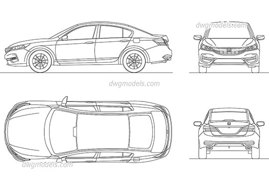 Honda Accord (2016) - DWG, CAD Block, drawing
