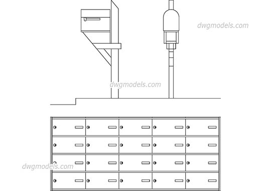 Mailboxes - DWG, CAD Block, drawing