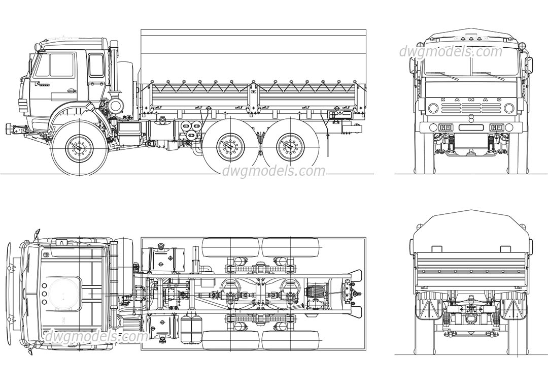 Kamaz 5350 free CAD file, download AutoCAD blocks, DWG model