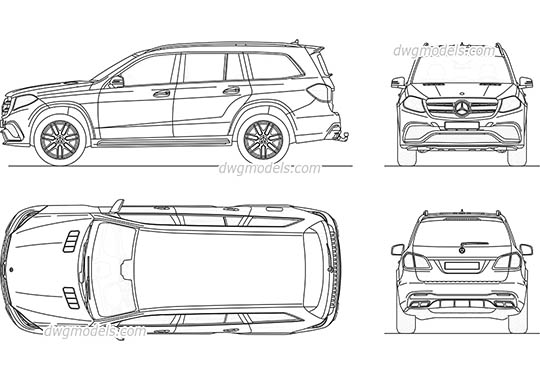 Mercedes-Benz GLS 2016 - DWG, CAD Block, drawing