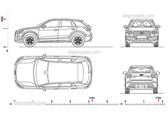 Audi Q2 (2017) - DWG, CAD Block, drawing