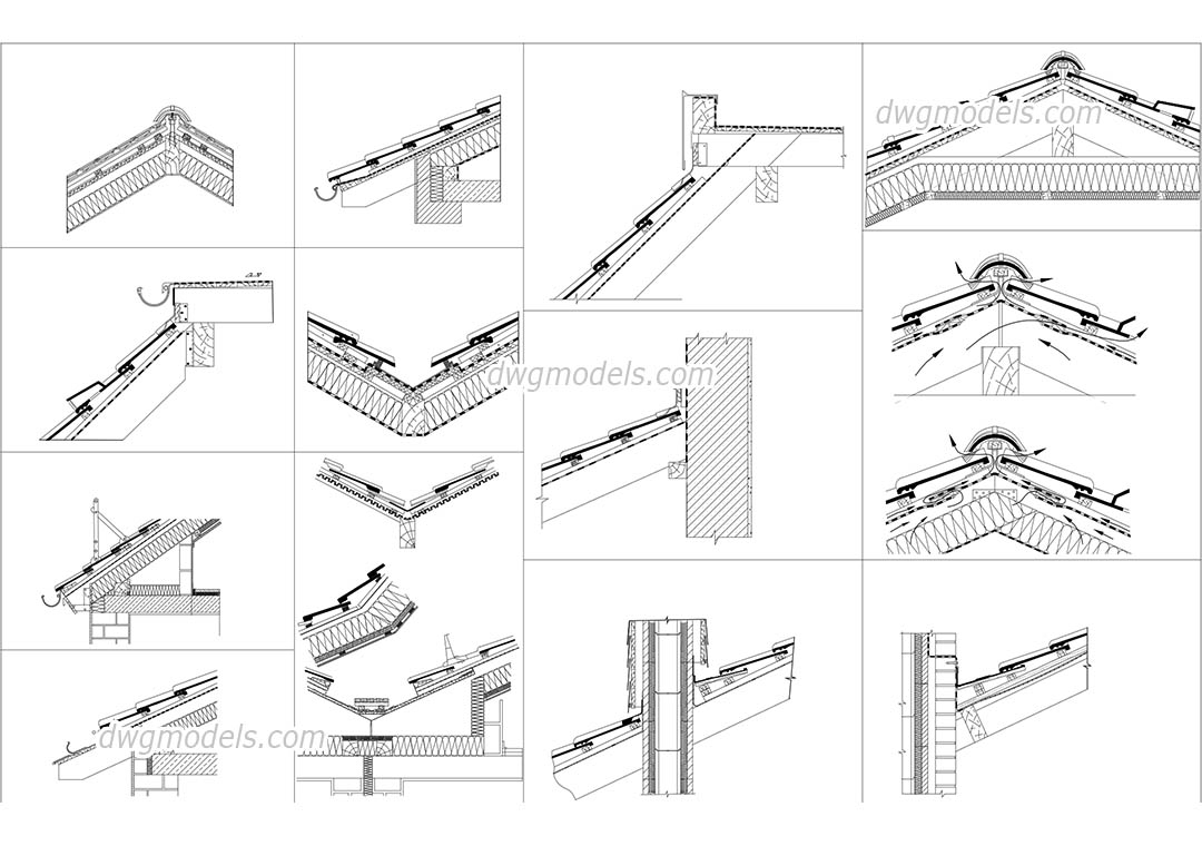 Roof Section Details dwg, CAD Blocks, free download.