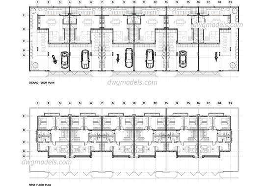 Townhouse - DWG, CAD Block, drawing