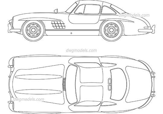 Mercedes-Benz 300SL (1955) - DWG, CAD Block, drawing