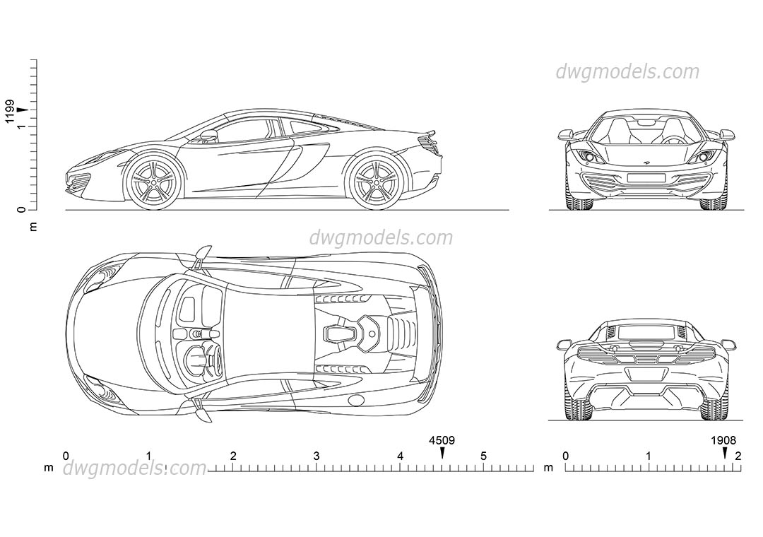 McLaren MP4 dwg, CAD Blocks, free download.