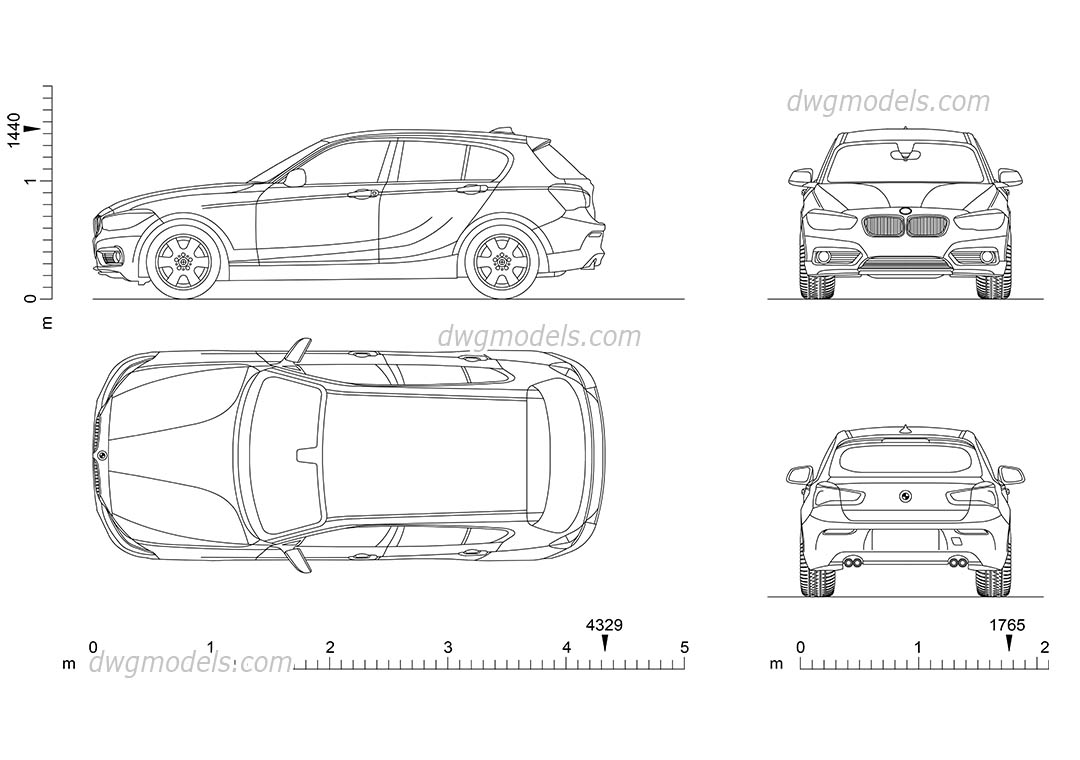 BMW 1 Series dwg, CAD Blocks, free download.