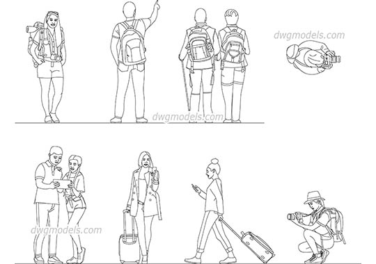 Tourists - DWG, CAD Block, drawing