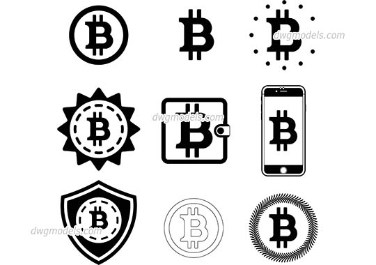 Bitcoin - DWG, CAD Block, drawing