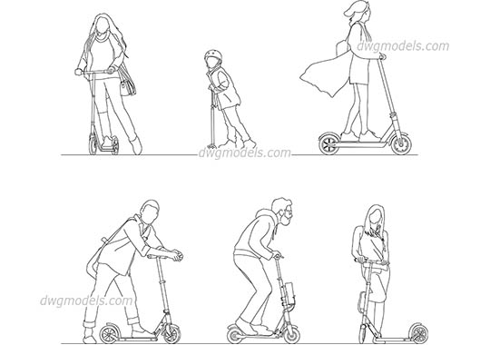 Kick Scooter dwg, cad file download free
