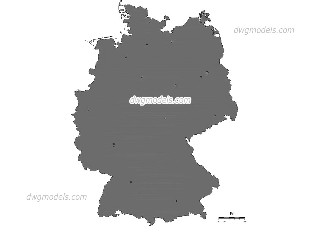 Map of Germany dwg, CAD Blocks, free download.