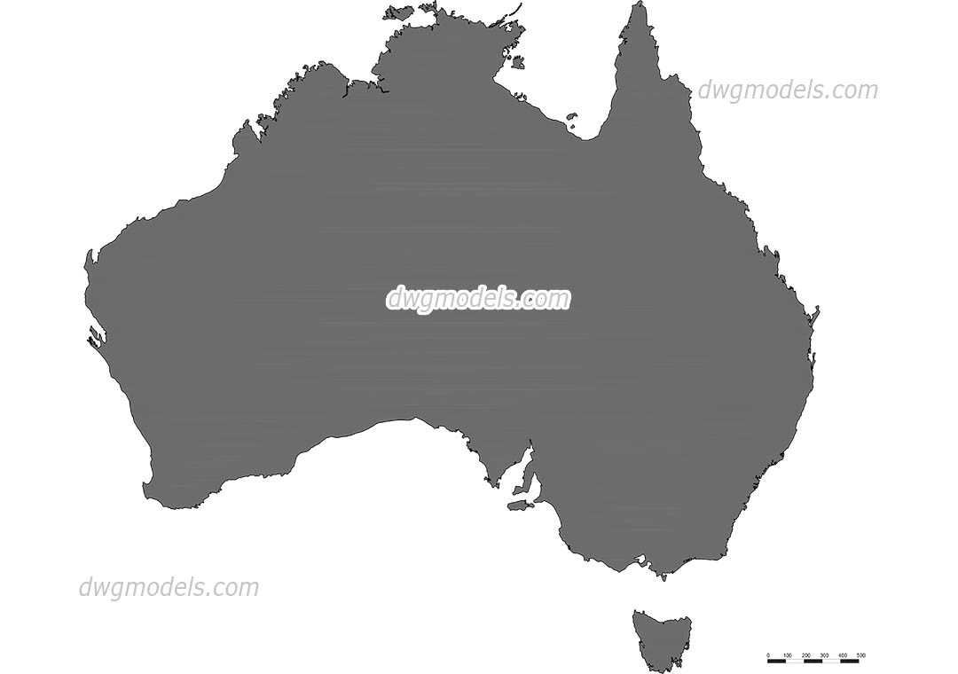 Map of Australia dwg, CAD Blocks, free download.