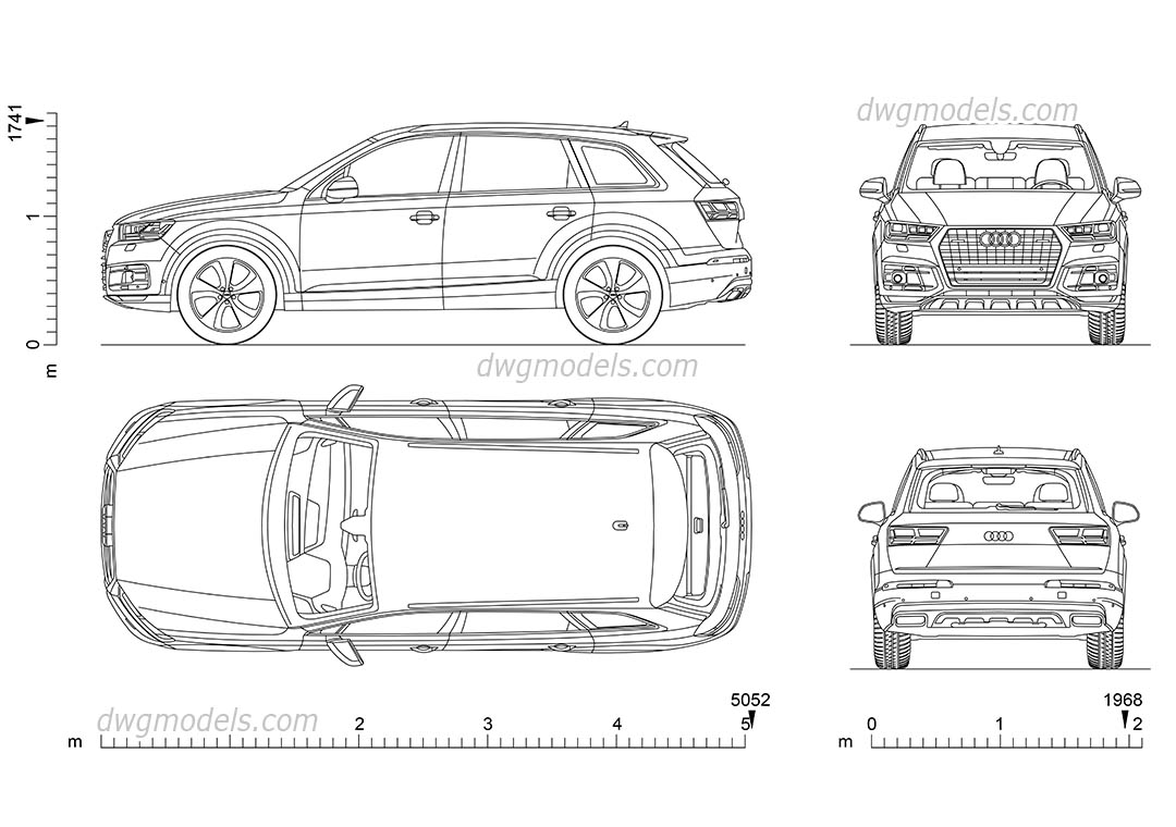 Audi Q7 dwg, CAD Blocks, free download.