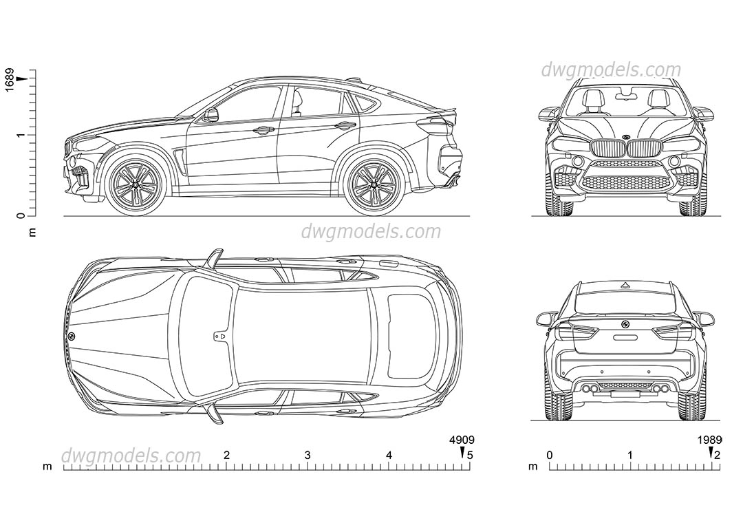 block cad model X6 download, model CAD drawing CAR BMW