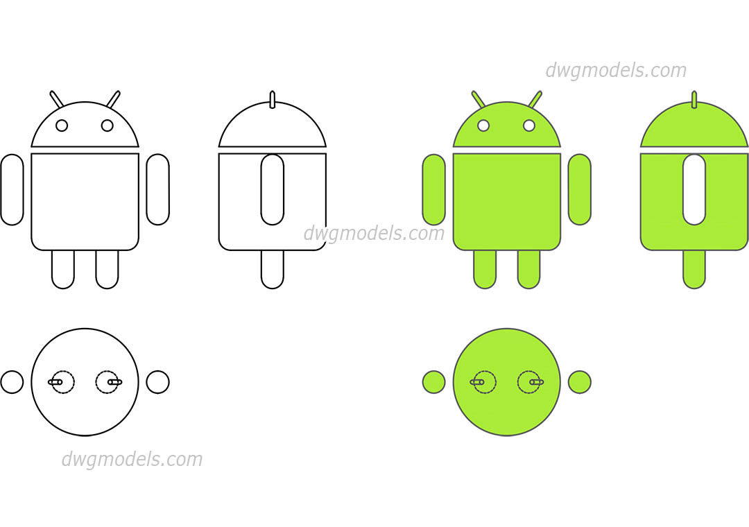 Android Logo AutoCAD, Vector, 2D model free download