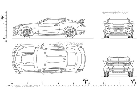 Chevrolet Camaro - DWG, CAD Block, drawing