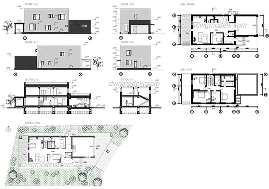 Villas dwg models, free download