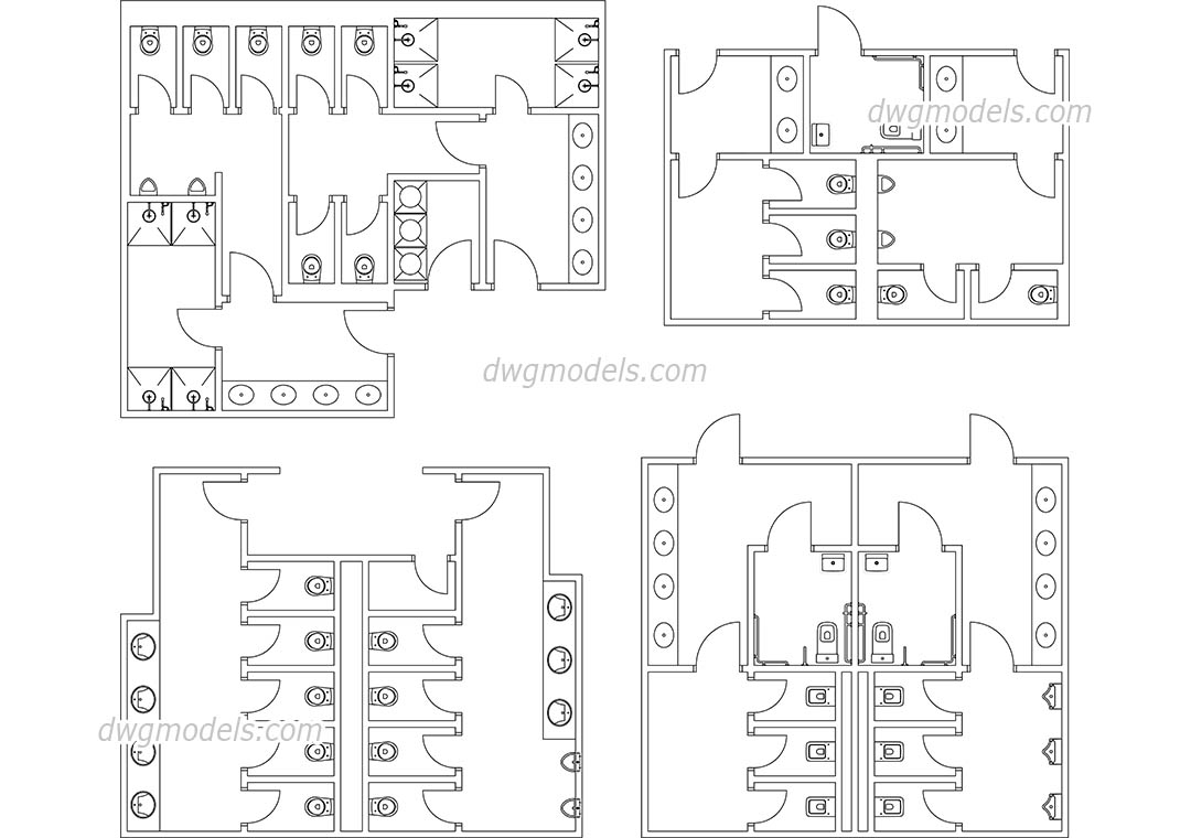 Public Toilets AutoCAD file download free, CAD drawings