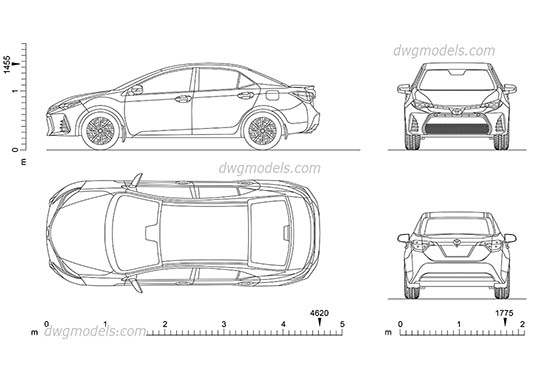 Toyota Corolla - DWG, CAD Block, drawing
