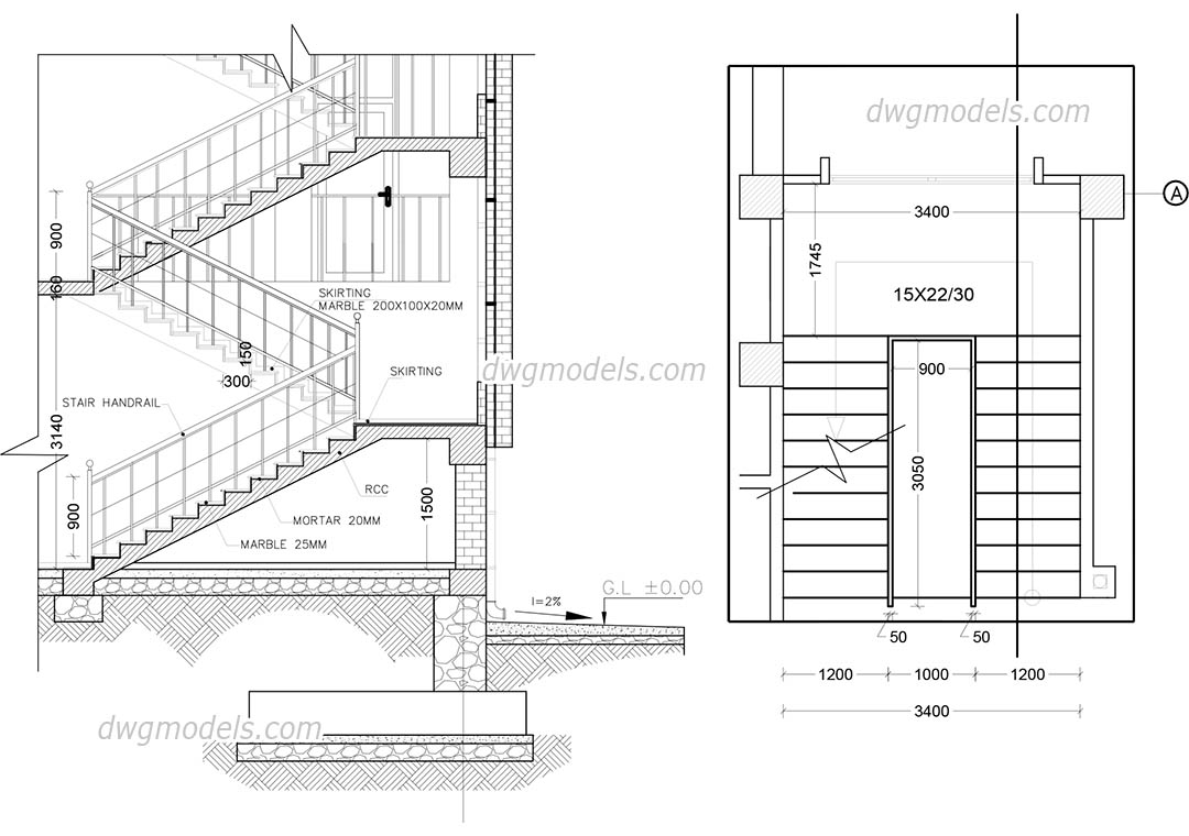 Staircase cad drawing free download, AutoCAD file