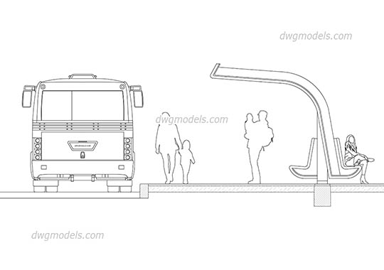 Bus stop 1 dwg, cad file download free
