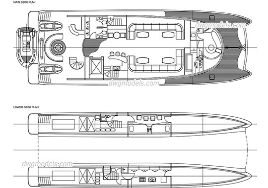 Catamaran - DWG, CAD Block, drawing