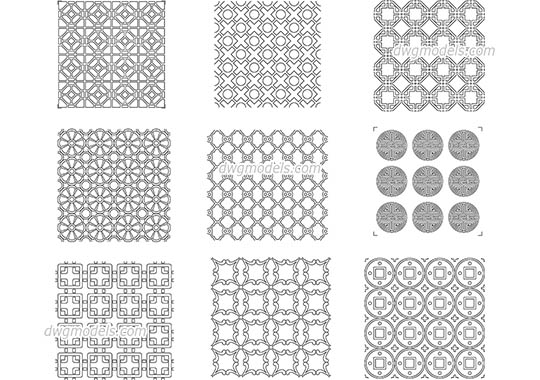 online cdr free file viewer Islamic download Blocks decorative patterns CAD DWG, free