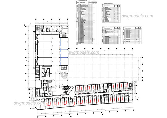 Hotel Second Floor - DWG, CAD Block, drawing