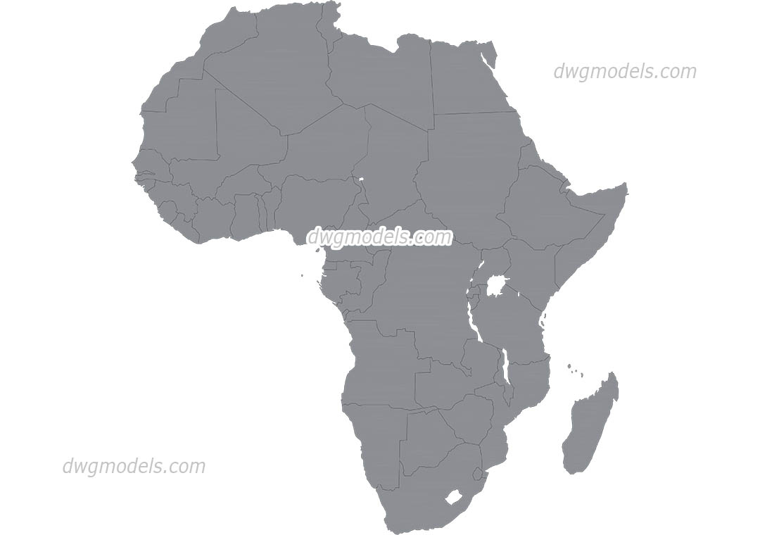 Map of Africa dwg, CAD Blocks, free download.