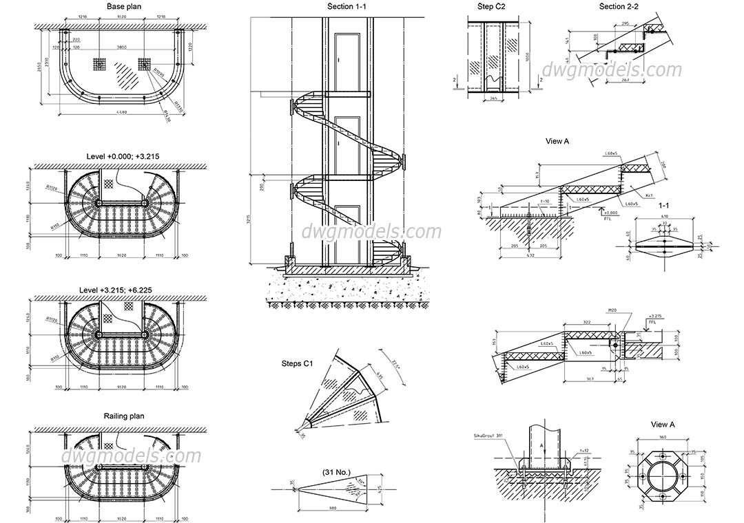 spiral staircases drawing