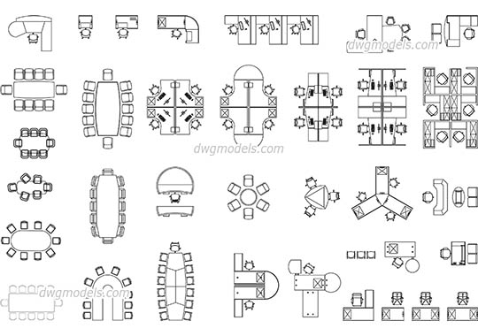 Furniture DWG Models And AutoCAD Blocks Free Download   1544685823 Office Furniture Plan M 