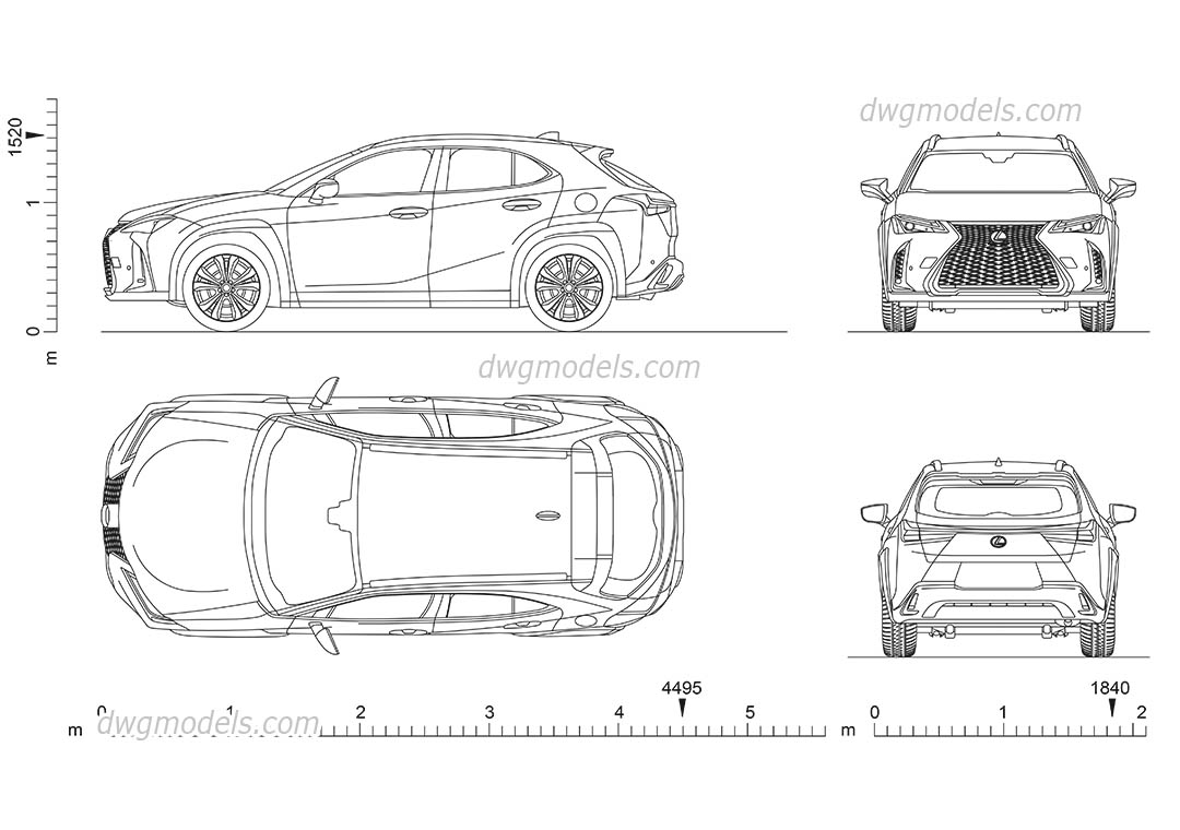 Lexus UX dwg, CAD Blocks, free download.