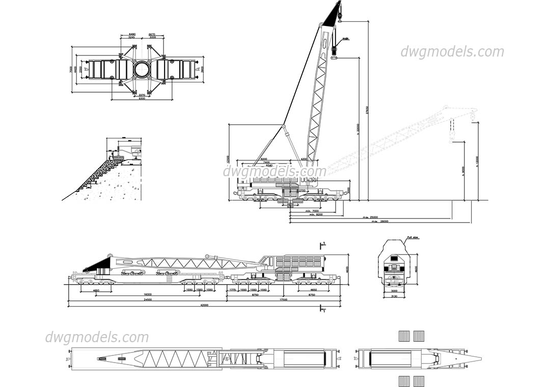 Crane Rail dwg, CAD Blocks, free download.