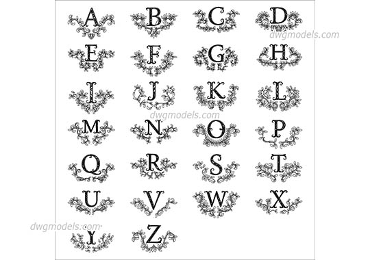 English Alphabet dwg, cad file download free