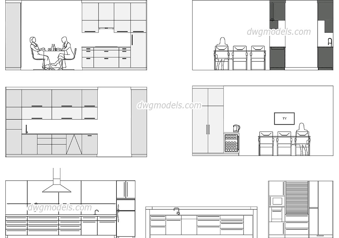 Modern Kitchen Elevation CAD Drawings 2D AutoCAD Models   1549353625 Modern Kitchen Elevation 