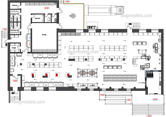 Supermarket Equipment dwg, cad file download free