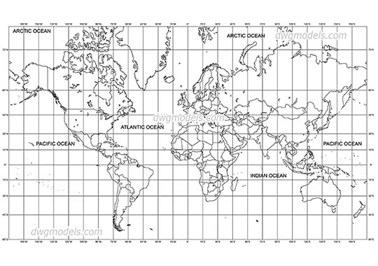 World Map - DWG, CAD Block, drawing