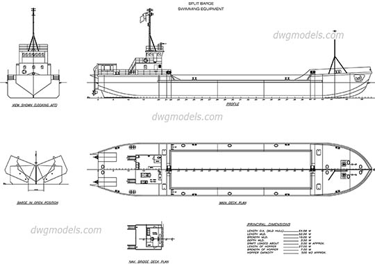 Split Barge free dwg model