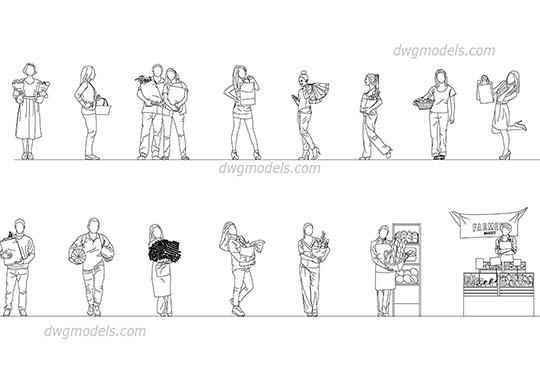 People in the Market dwg, cad file download free