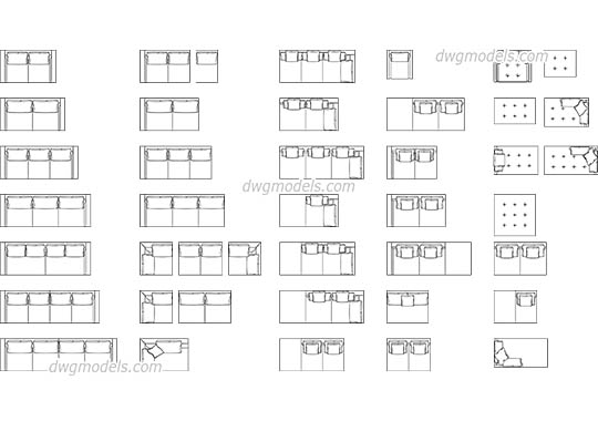 Autocad 2D Blocks | Custom Sofa Blocks | Plan View