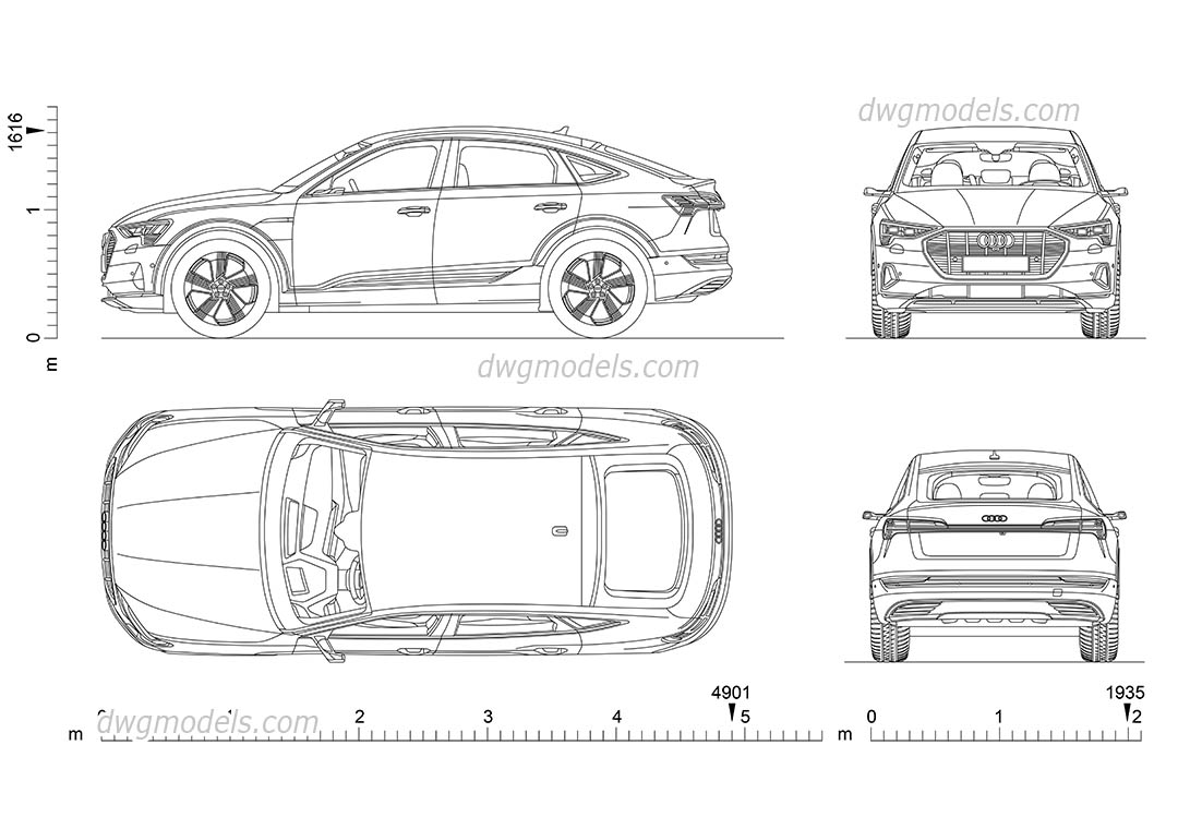 Audi e-tron Sportback dwg, CAD Blocks, free download.