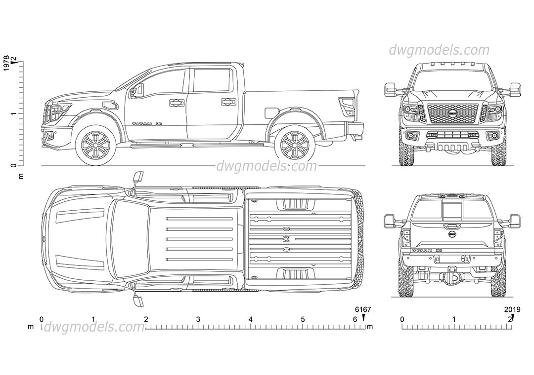 Nissan Titan XD dwg, CAD Blocks, free download.