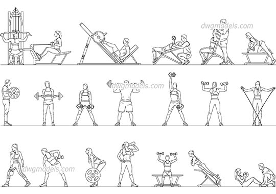 People Gym dwg, cad file download free