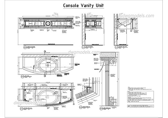 Vanity Units for Guest & Public Areas free dwg model